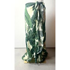 Beach Riot‎ Green Tropical Print Hawaii Wrap Cover Up Ruffle Maxi Skirt Sz S